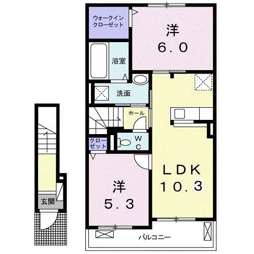 ルミエール ジャルダン(2LDK/2階)の間取り写真