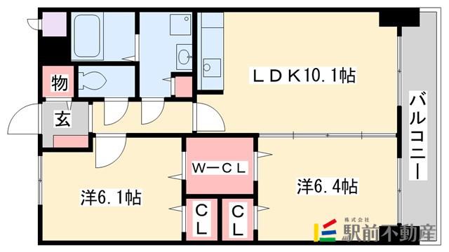 ヴァンクレール(2LDK/5階)の間取り写真