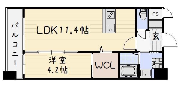 ギャラン竪町(1LDK/13階)の間取り写真