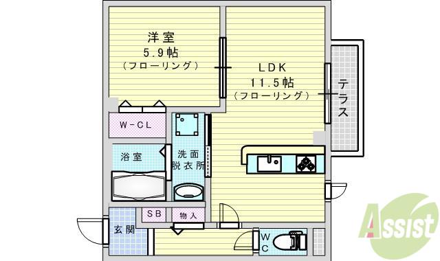 RAFFINE(1LDK/1階)の間取り写真