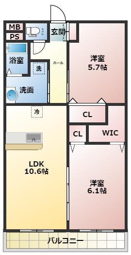 LIVE(2LDK/1階)の間取り写真