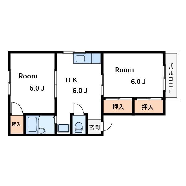 WERDEN HOUSE イースト(2DK/3階)の間取り写真