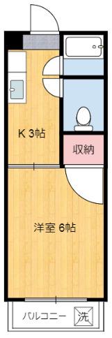 ステーションビル2(1K/3階)の間取り写真