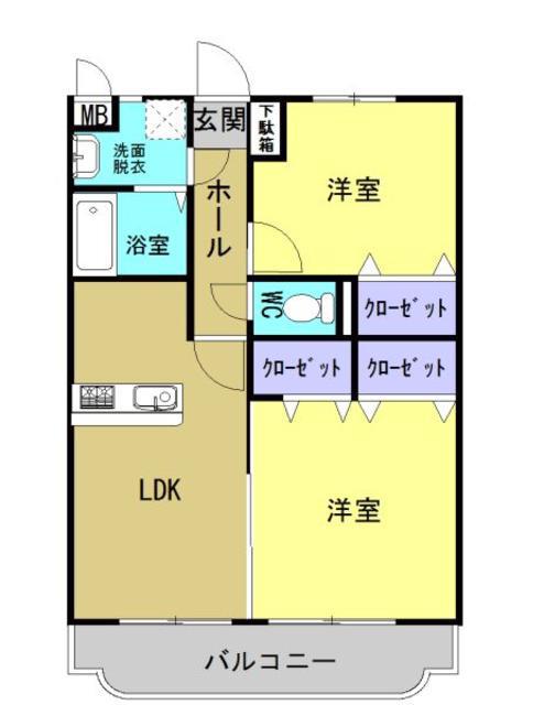 シエースタ・ひなたI(2LDK/3階)の間取り写真