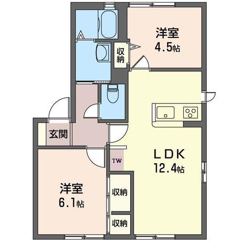 クレアールA(2LDK/1階)の間取り写真