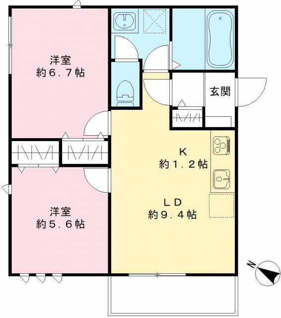 カームコートK(2LDK/3階)の間取り写真