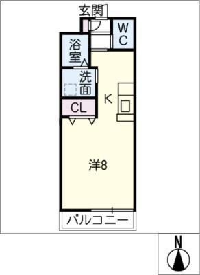 シャルマン(ワンルーム/2階)の間取り写真