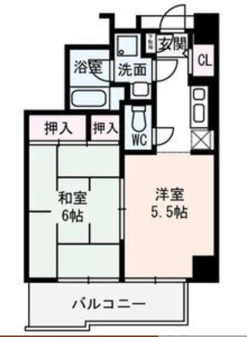 エトワール北梅田(2K/5階)の間取り写真