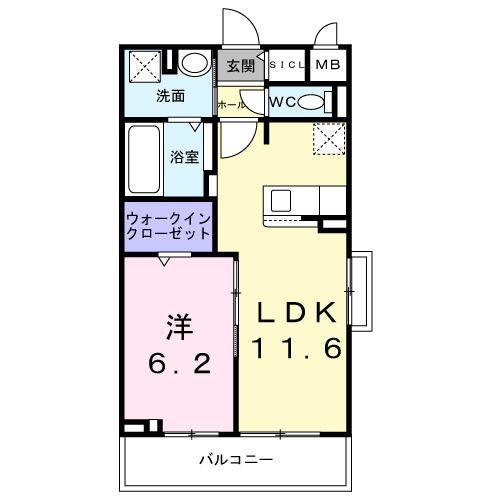 メゾンルミネ若松(1LDK/2階)の間取り写真
