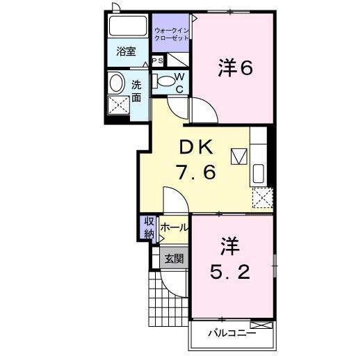 ノースブロード(2DK/1階)の間取り写真