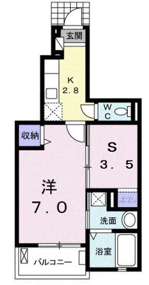 木村ロイヤルマンションVII(1SK/1階)の間取り写真
