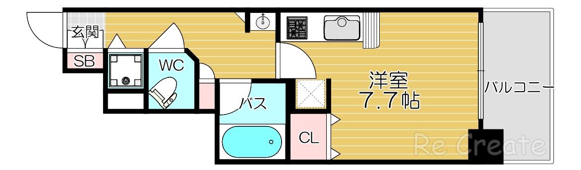 アーデン堺筋本町(1K/7階)の間取り写真