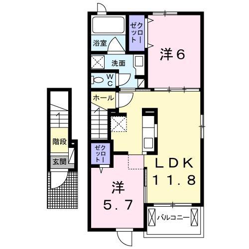 エレガンテ(2LDK/2階)の間取り写真