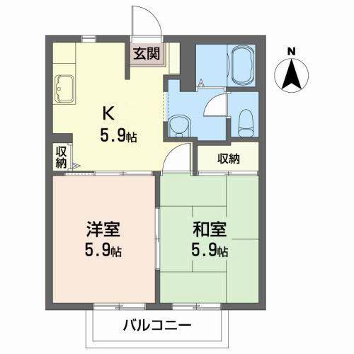 スプリングフィールズA(2K/2階)の間取り写真