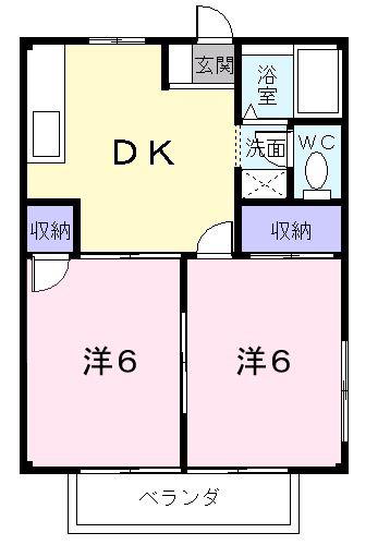グリーンハイツ柴田I(2DK/1階)の間取り写真
