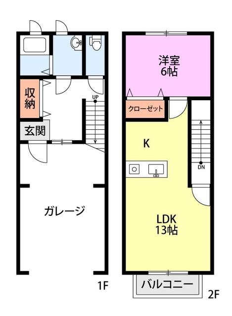 KOKOMOときめき東(1LDK/1階)の間取り写真