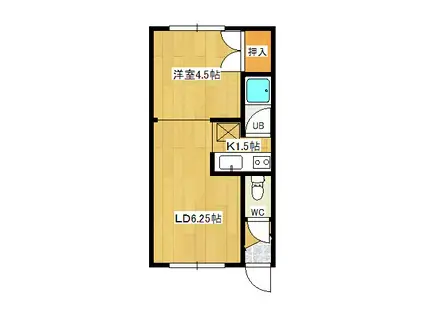 オヴジェ(1LDK/1階)の間取り写真