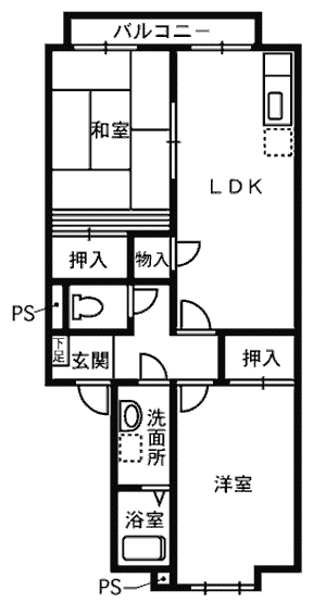 フレグランス川口(2LDK/2階)の間取り写真