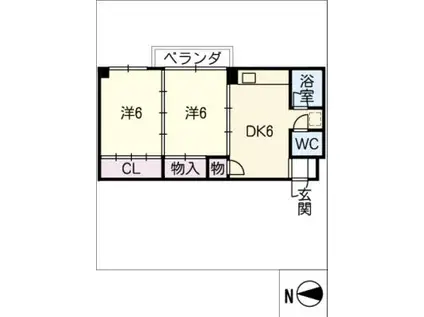 角正ビル(2DK/2階)の間取り写真