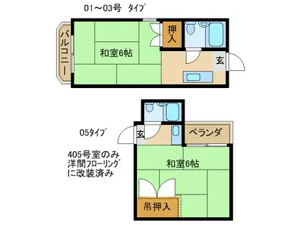 ヴィラ藤(1K/3階)の間取り写真