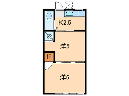 プランドール土肥(2K/2階)の間取り写真