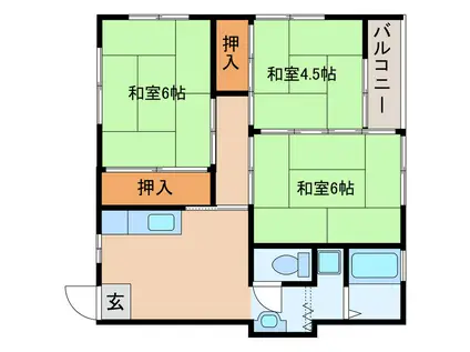 美人ハウスI(3DK/2階)の間取り写真