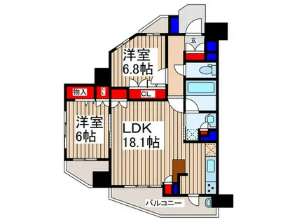 レーベン和光本町(2LDK/10階)の間取り写真