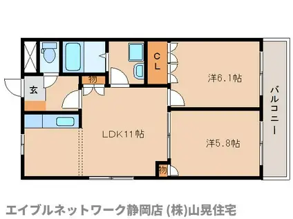 羽鳥セントラル(2LDK/2階)の間取り写真