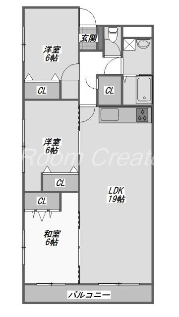 コンフォート山下(3LDK/3階)の間取り写真