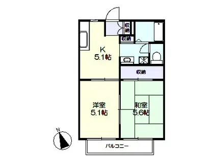ファミール向陽(2K/2階)の間取り写真