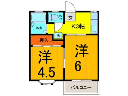 ユース青山II(2K/1階)の間取り写真