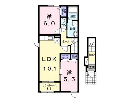 グリーンシティA(2LDK/2階)の間取り写真