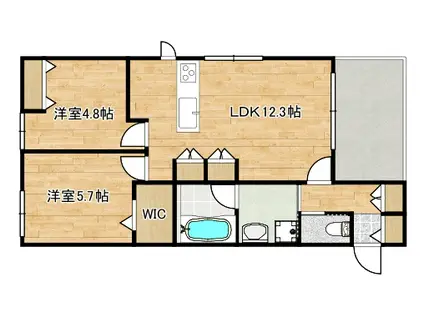 SOURA 武蔵小杉ソウラ ムサシコスギ(2LDK/2階)の間取り写真