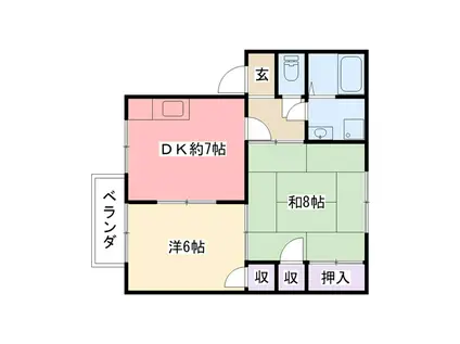 レジデンスグリーンヒル(2DK/2階)の間取り写真