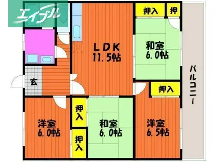 大野マンション(4LDK/2階)の間取り写真