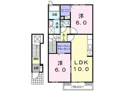 ストロベリーハウスI(2LDK/2階)の間取り写真