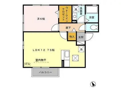 カーサ・ミリオーレ II(1LDK/1階)の間取り写真