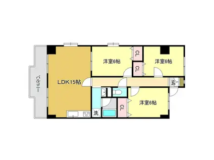 リップルガーデンII(3LDK/1階)の間取り写真