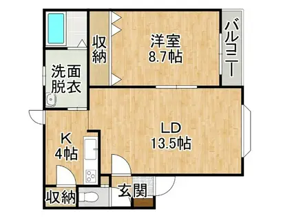 FUJIII(1LDK/2階)の間取り写真