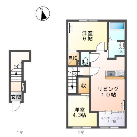 エス・ハウス(2LDK/2階)の間取り写真