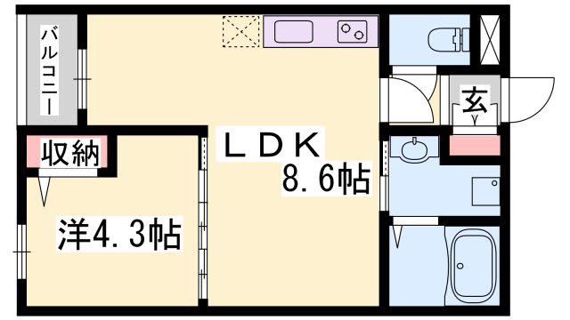 ALMO姫路駅前(1LDK/3階)の間取り写真