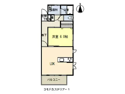 コモドカステリア(1LDK/1階)の間取り写真