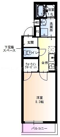 フジパレス若江岩田 II番館(1K/1階)の間取り写真