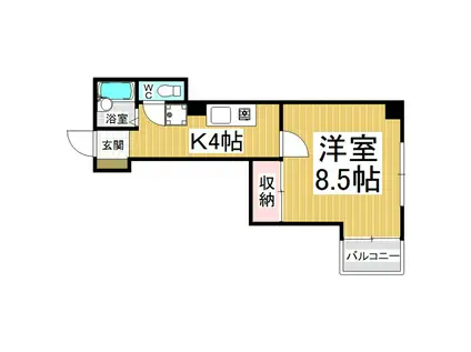 ベルメッソさんぽ館(1K/5階)の間取り写真