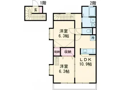 LIBERTE(2LDK/2階)の間取り写真