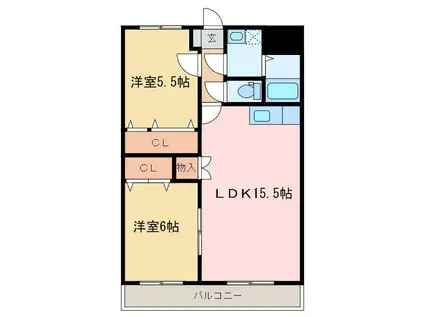 アロム藤(2LDK/2階)の間取り写真
