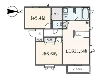 ベルヴェデーレ浜田山(2LDK/1階)の間取り写真