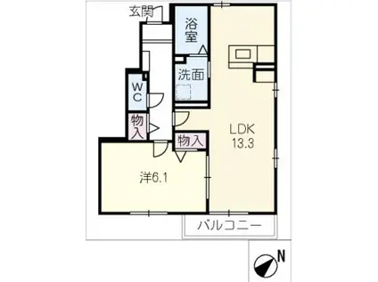 アイリス藤(1LDK/1階)の間取り写真