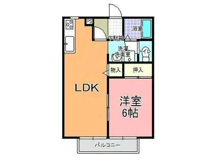 ハイツパストラル(1LDK/2階)の間取り写真