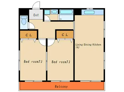 ECハイツ(2LDK/3階)の間取り写真